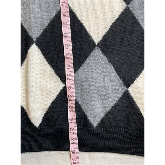 Argyle Mock Neck Merino Wool 90s Liz Claiborne Preppy Heritage Academic Vtg - Picture 4 of 6